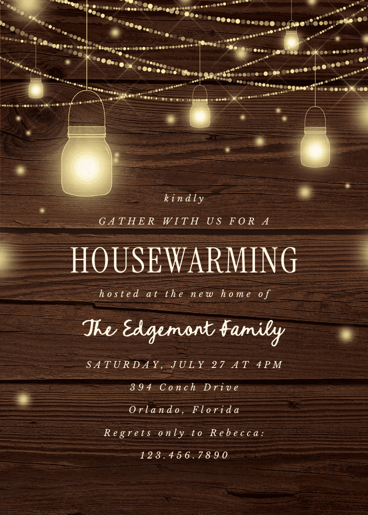 Strings of lights - housewarming invitation